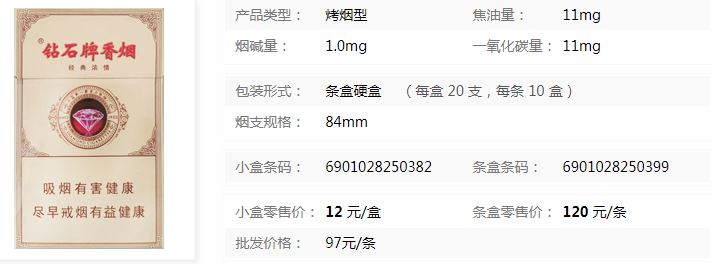 2023鉆石經(jīng)典濃情香煙最新批發(fā)價格介紹截圖